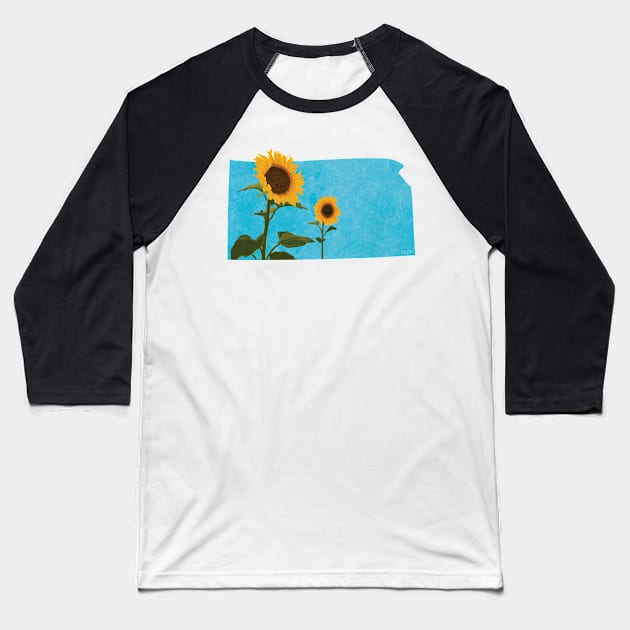 Kansas Sunflower Baseball T-Shirt by Lavenderbuttons